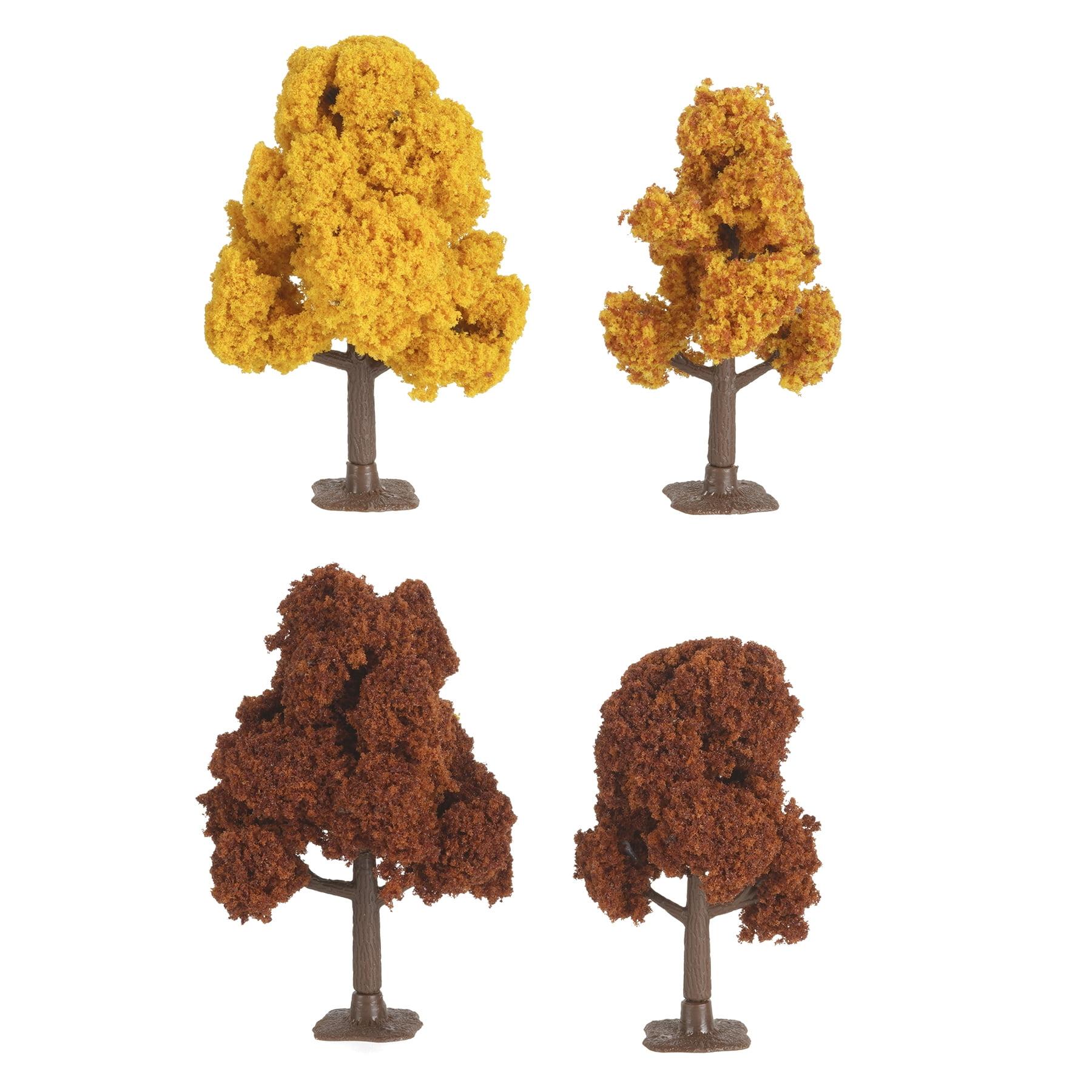 Miniature Autumn Trees Set with Yellow and Brown Foliage