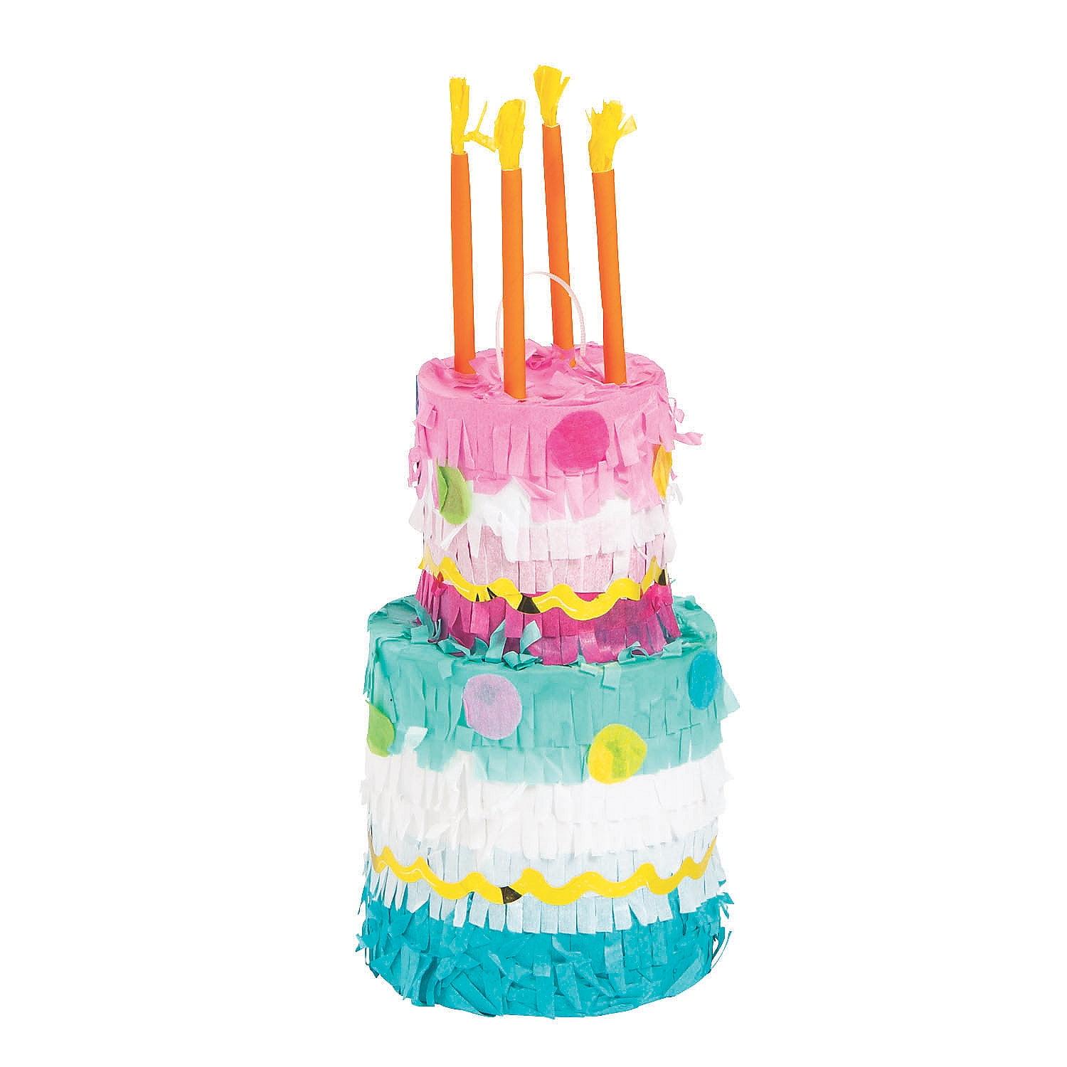 Mini Birthday Cake Pinatas, Birthday Party Decor, Games, 3 Piece Set, 11" x 4"