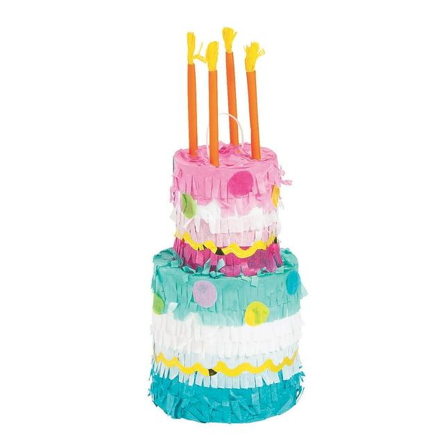 Mini Birthday Cake Pinatas, Birthday Party Decor, Games, 3 Piece Set, 11" x 4"