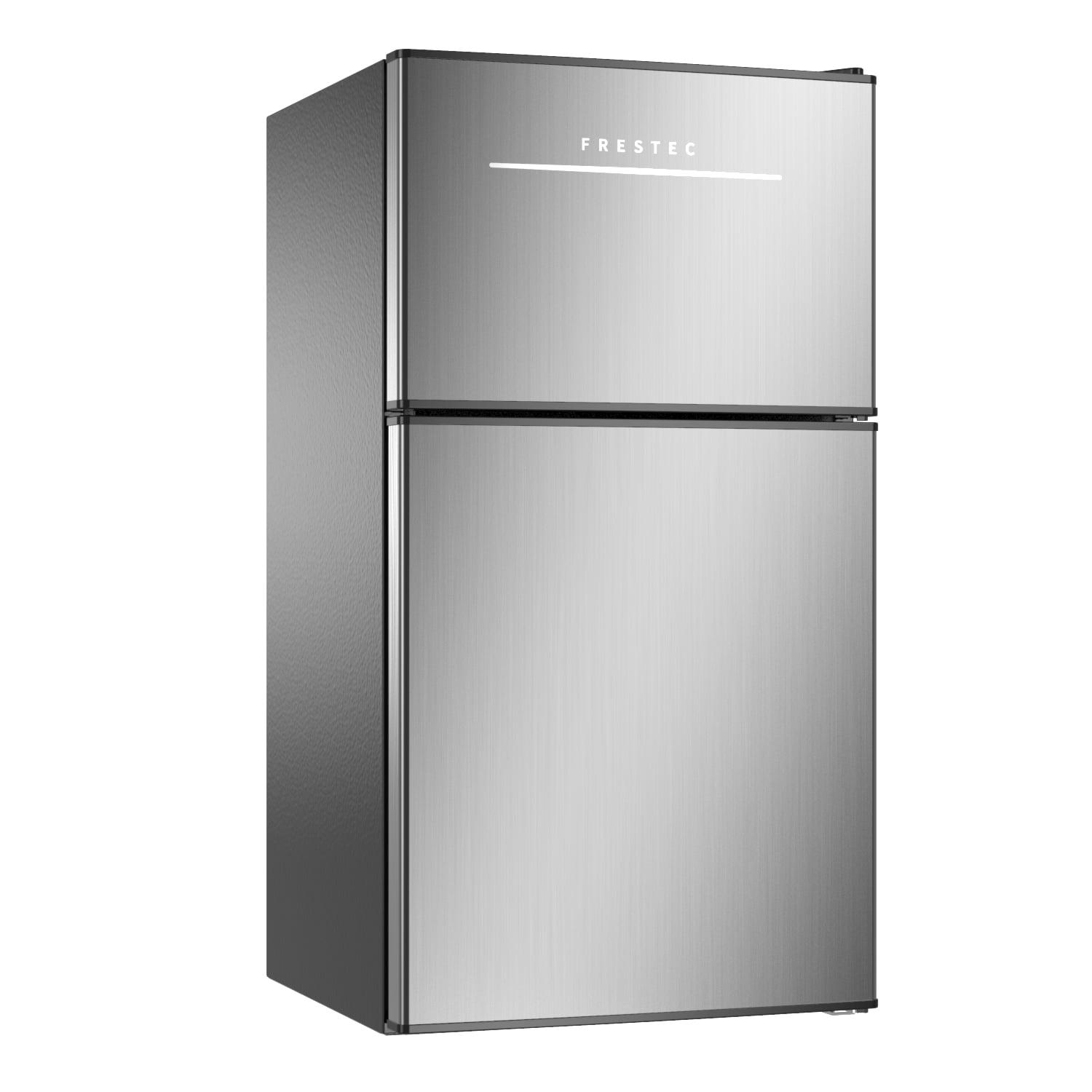 Stainless Steel 3.2 Cu.Ft Mini Fridge with Freezer and Dual Doors