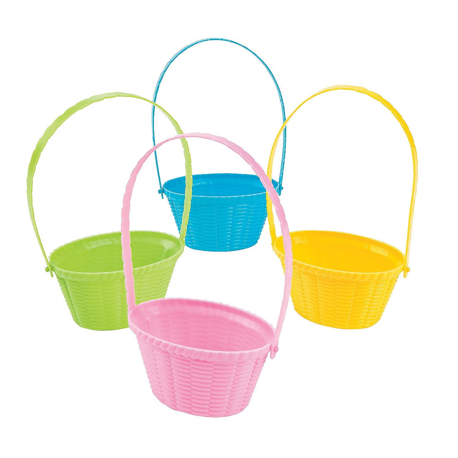 Mini Plastic Pastel Easter Baskets - Party Supplies - 12 Pieces