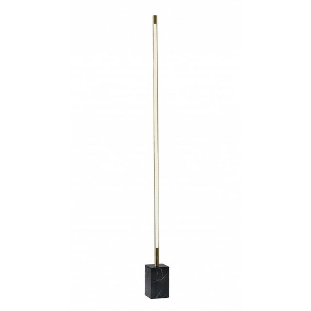 Minimalist Ambient Glow LED Floor Lamp with Dimmer in Antique Brass and Black Marble