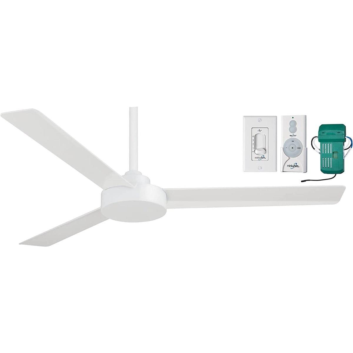 52" Minka Aire Modern 3 Blade Indoor Ceiling Fan Flat White for Living Room Kitchen Bedroom Family Dining Home House Office