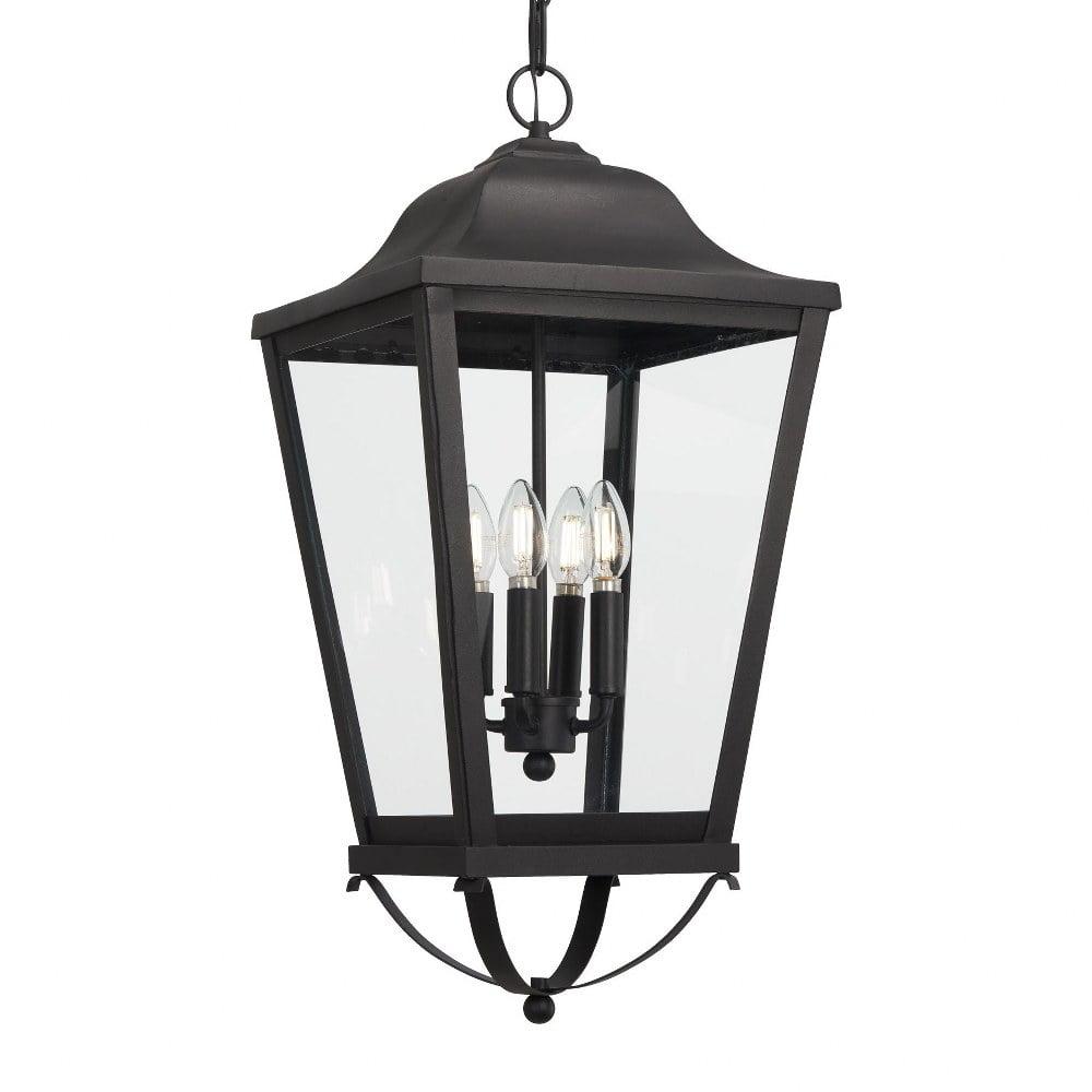 Savannah Sand Coal Clear Glass 4-Light Outdoor Pendant