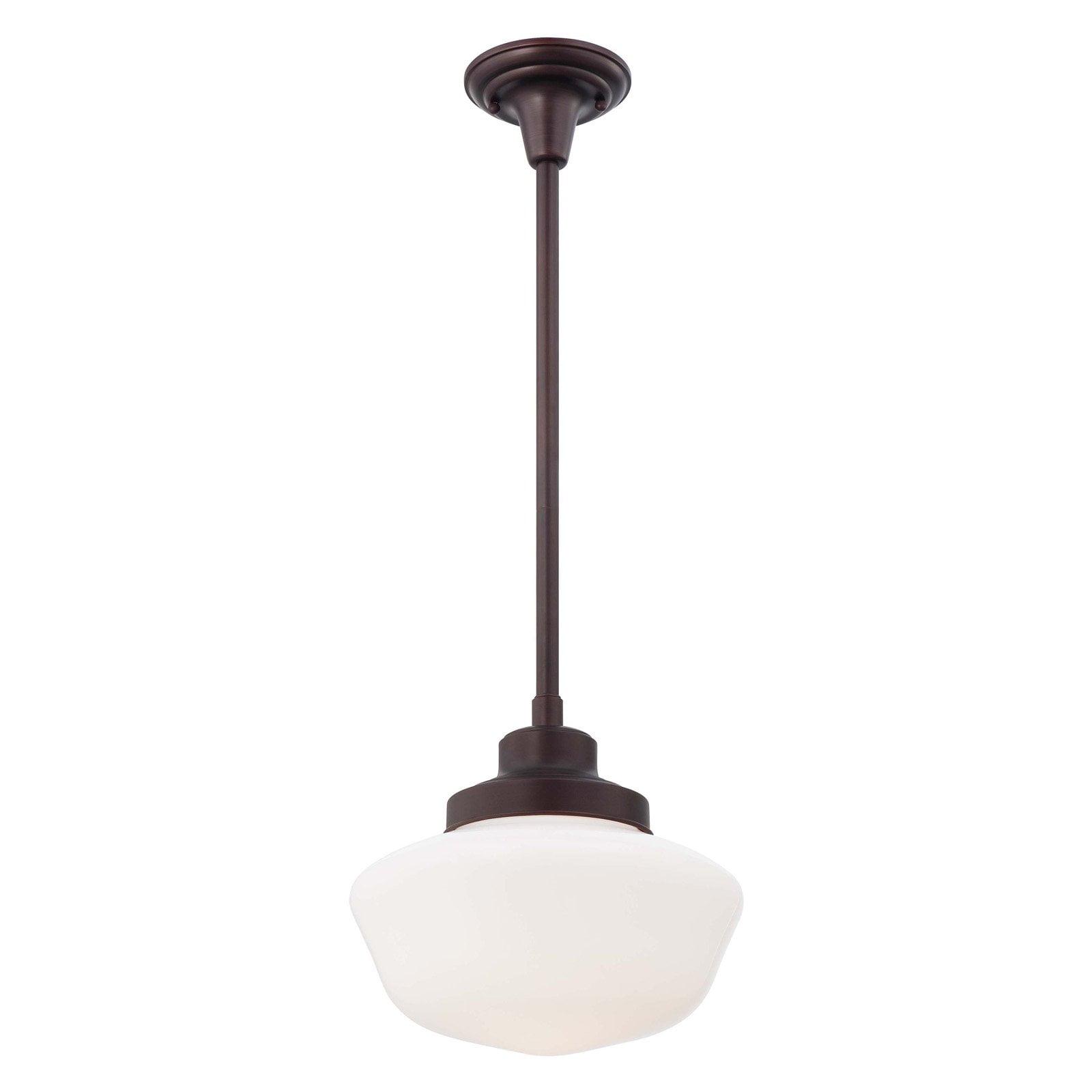 Elegant Brushed Bronze Pendant Light with Opal Glass Shade