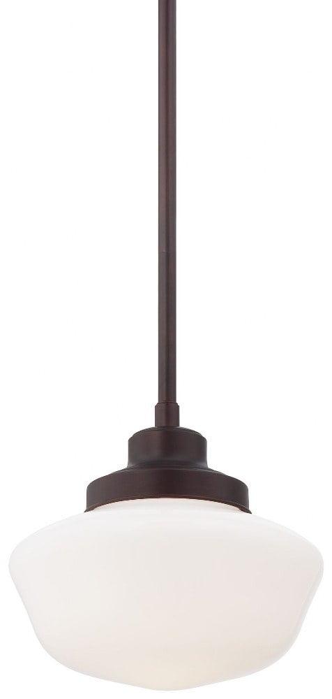 Elegant Brushed Bronze Pendant Light with Opal Glass Shade