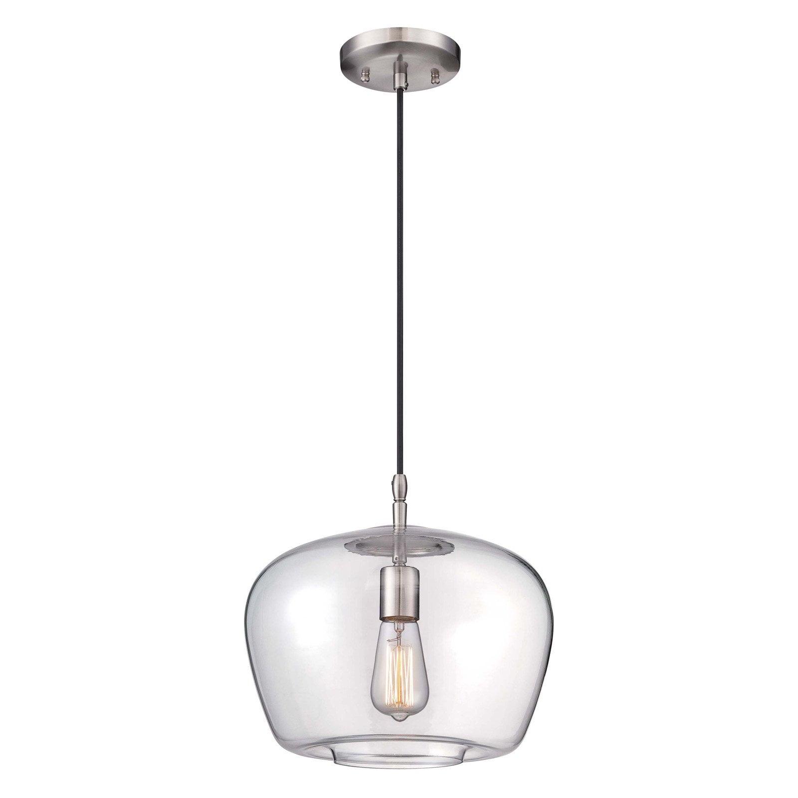 Elegant Mini Bowl Pendant Light in Brushed Nickel with Clear Glass