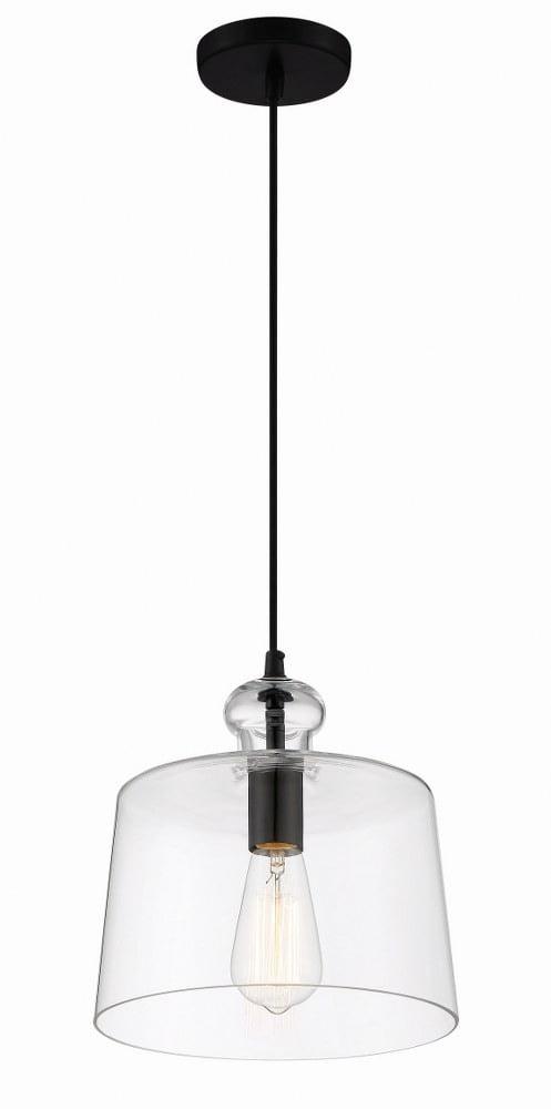 Coal Clear Glass Drum Pendant Light with Adjustable Height