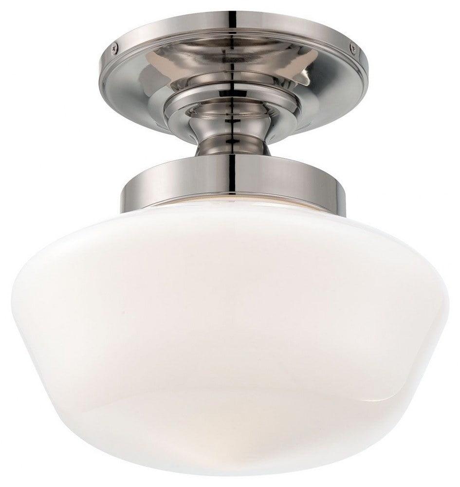 Minka Lavery Schoolhouse Style 12" Wide Polished Nickel Ceiling Light