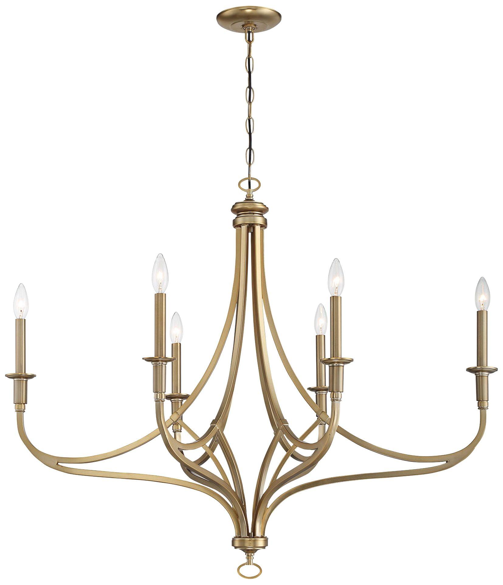 Brushed Honey Gold 40" 6-Light Candle Chandelier