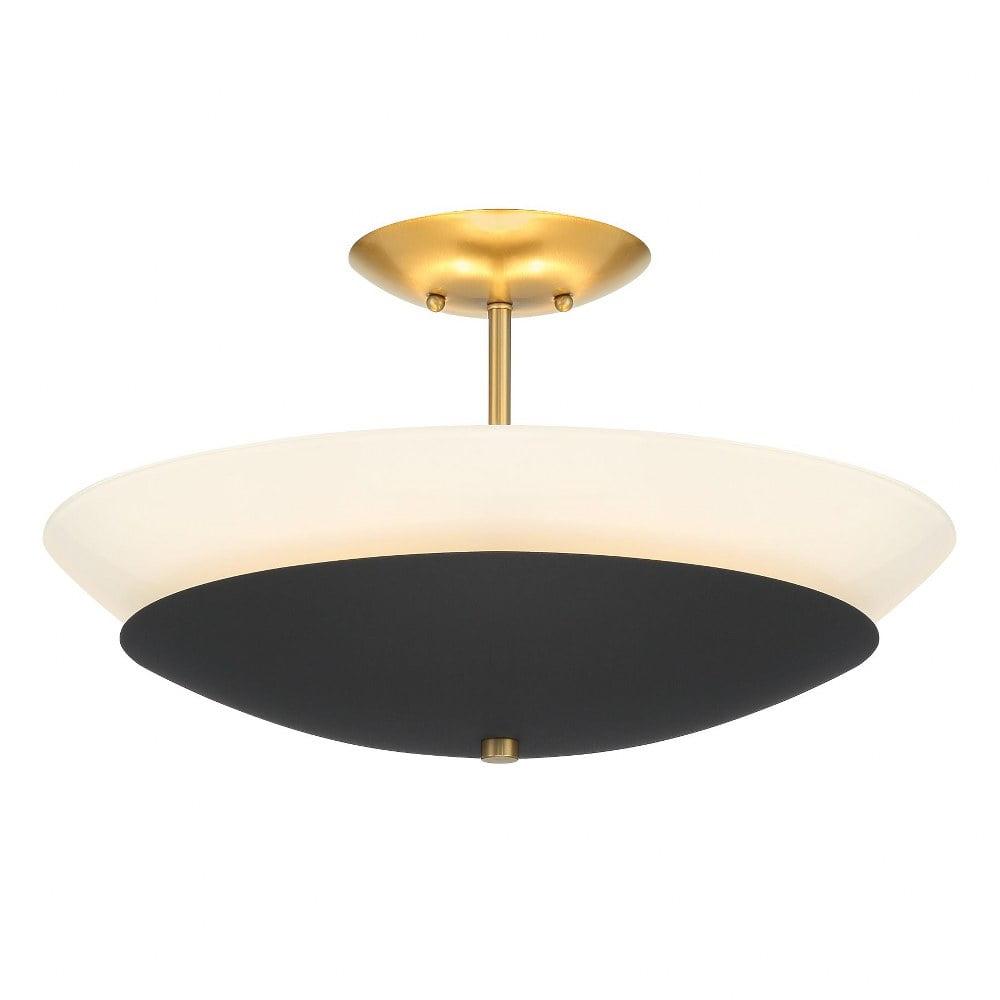 Sand Coal and Soft Brass 19" Glass Bowl Ceiling Fixture