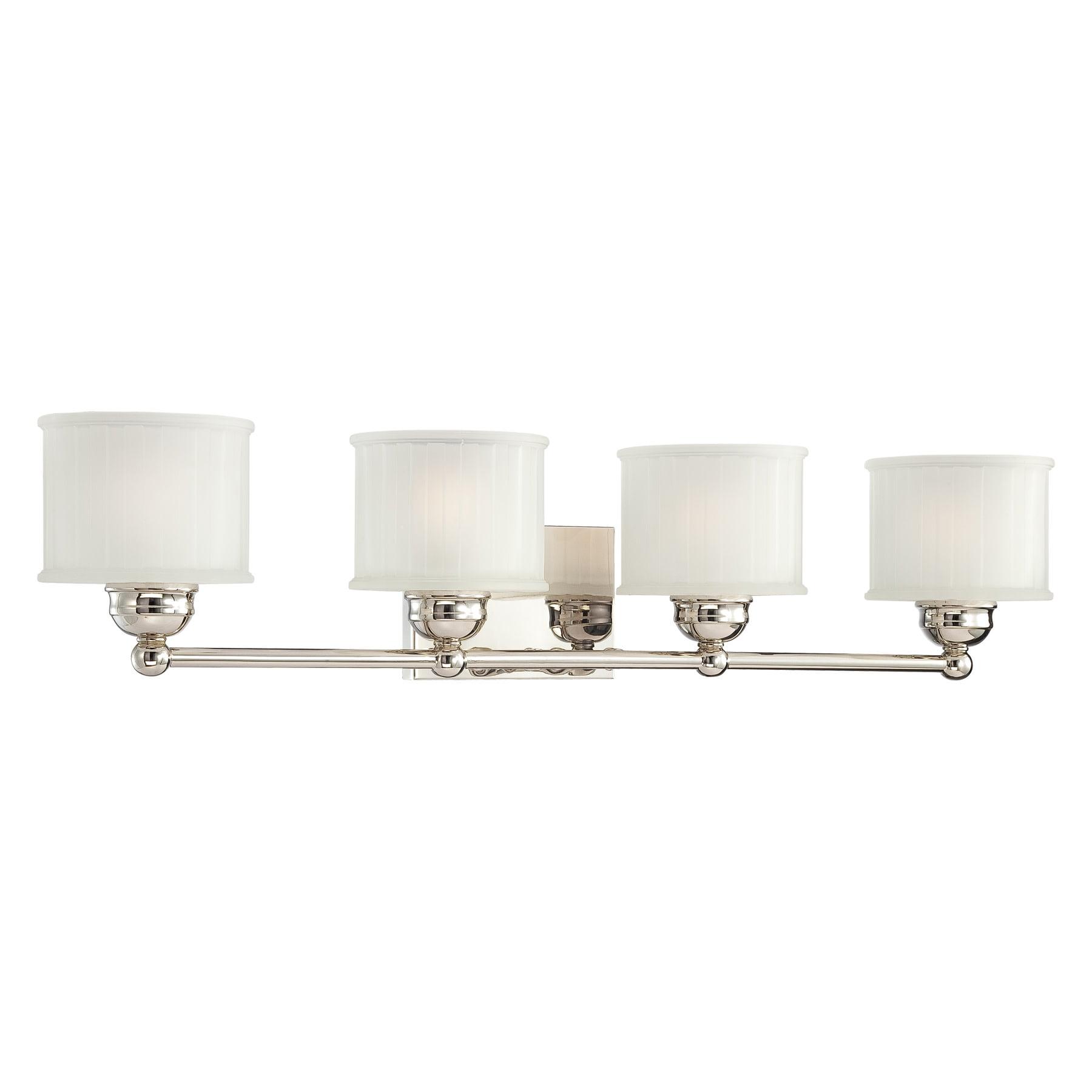 Elegant Polished Nickel 32.5" Bath Vanity Light with Etched Glass