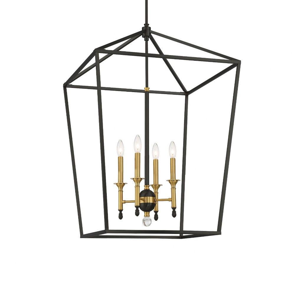 Coal & Soft Brass Geometric 4-Light Indoor/Outdoor Pendant