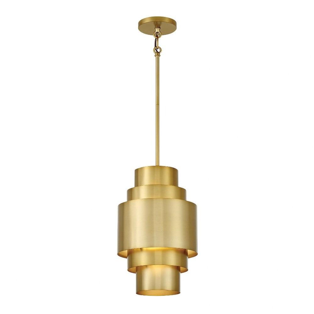 Soft Brass Mini Pendant Light with Steel Shade