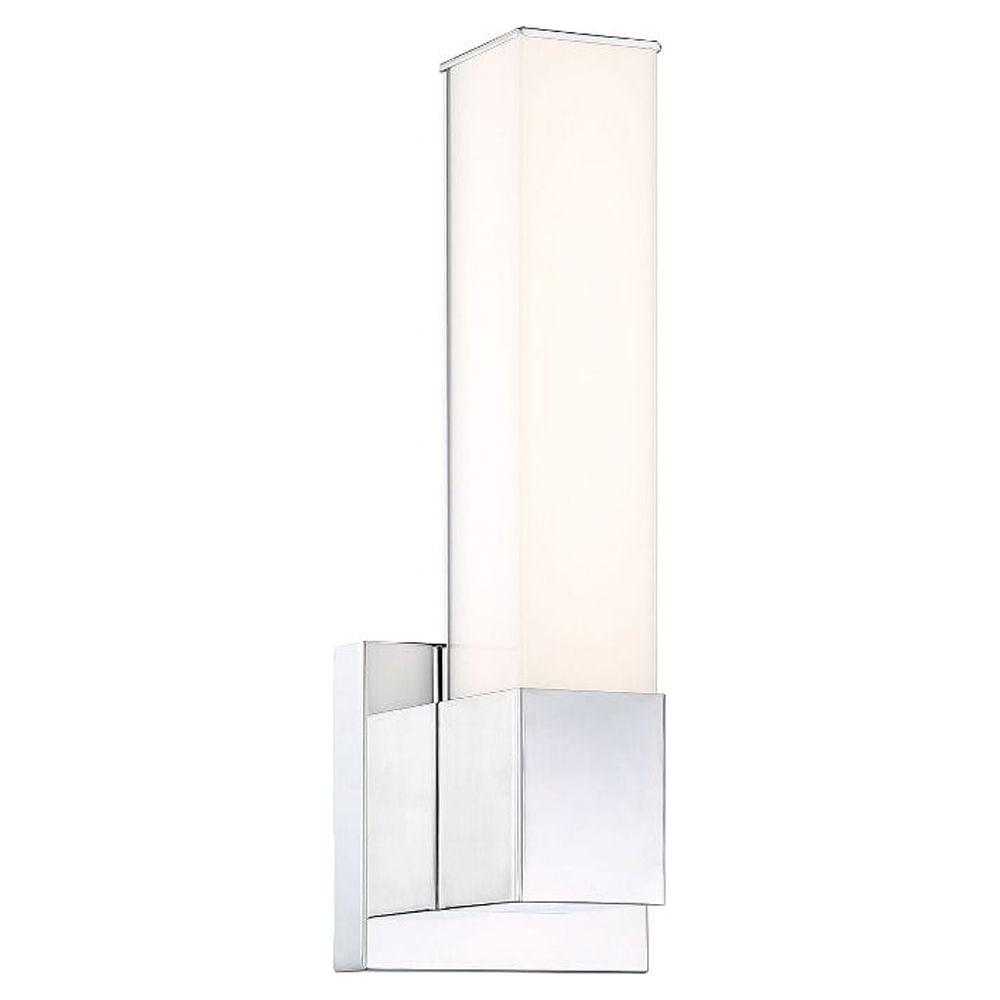 Sleek Chrome 15W LED Bathroom Sconce with Dimmable White Acrylic Shade