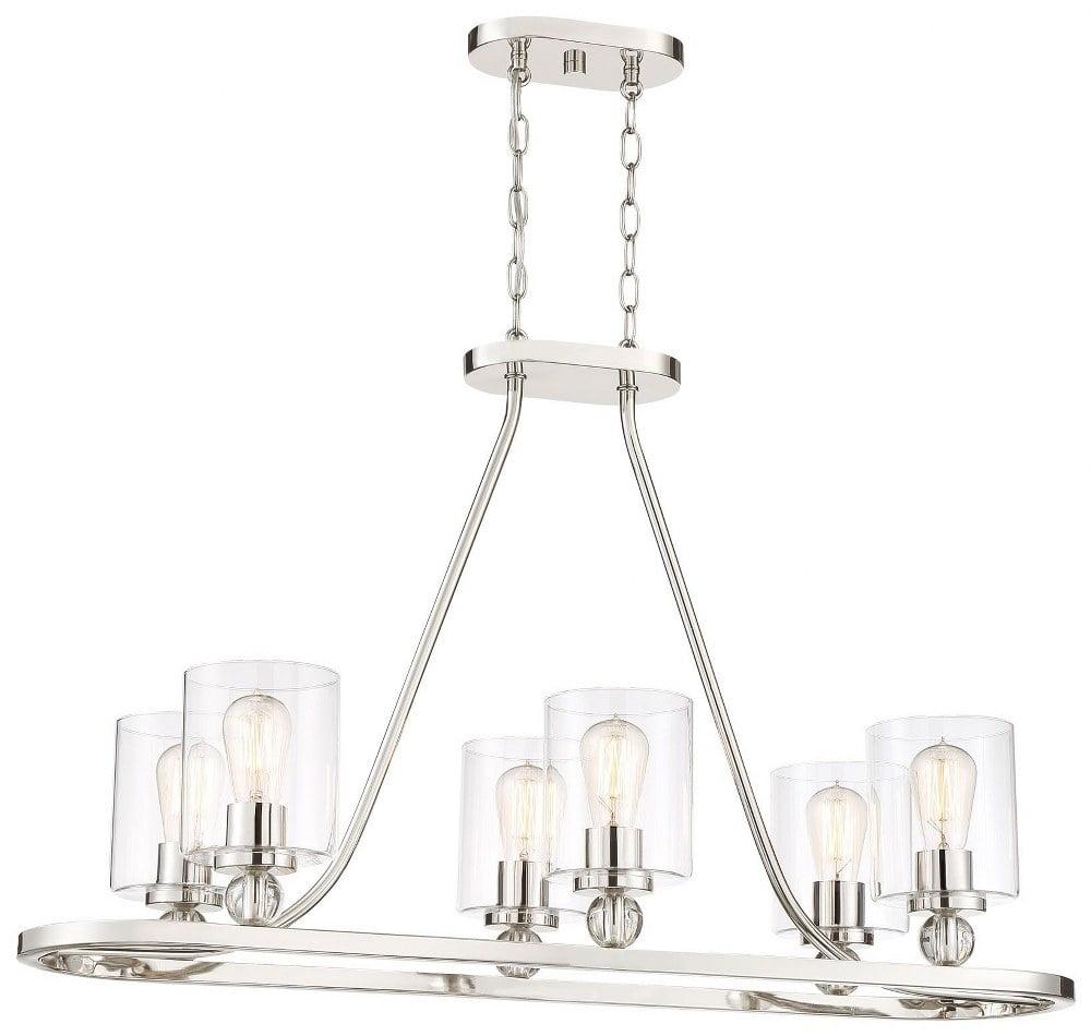 Elegant Studio 6-Light Polished Nickel Island Chandelier with Clear Glass