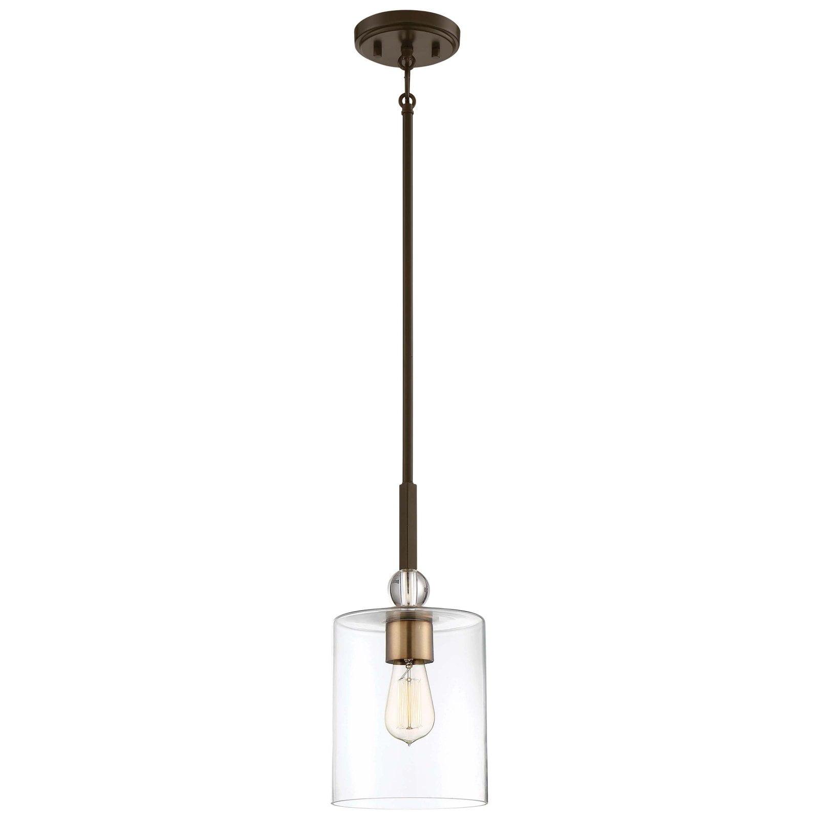 Transitional Mini Pendant Light in Painted Bronze with Clear Glass