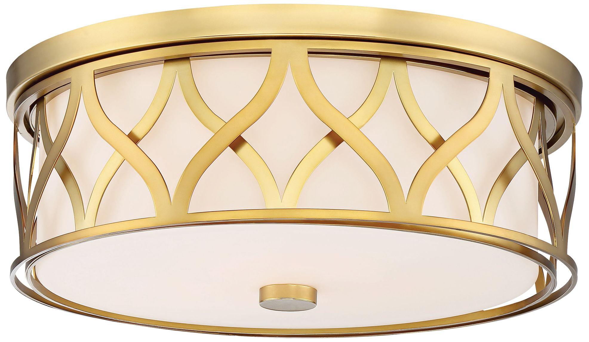 Liberty Gold Etched Glass 16" LED Flush Mount Ceiling Light