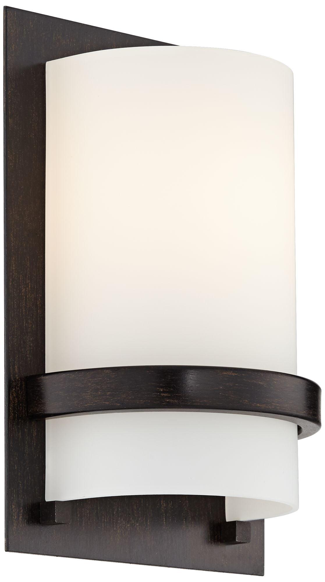 Crisp Iron Oxide Cylinder Wall Sconce with Etched Opal Glass