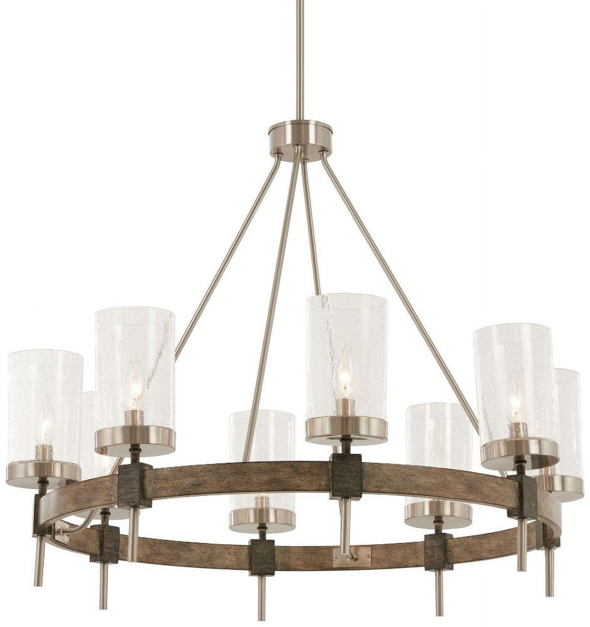 Bridlewood Stone Grey 8-Light Chandelier with Brushed Nickel and Clear Seedy Glass