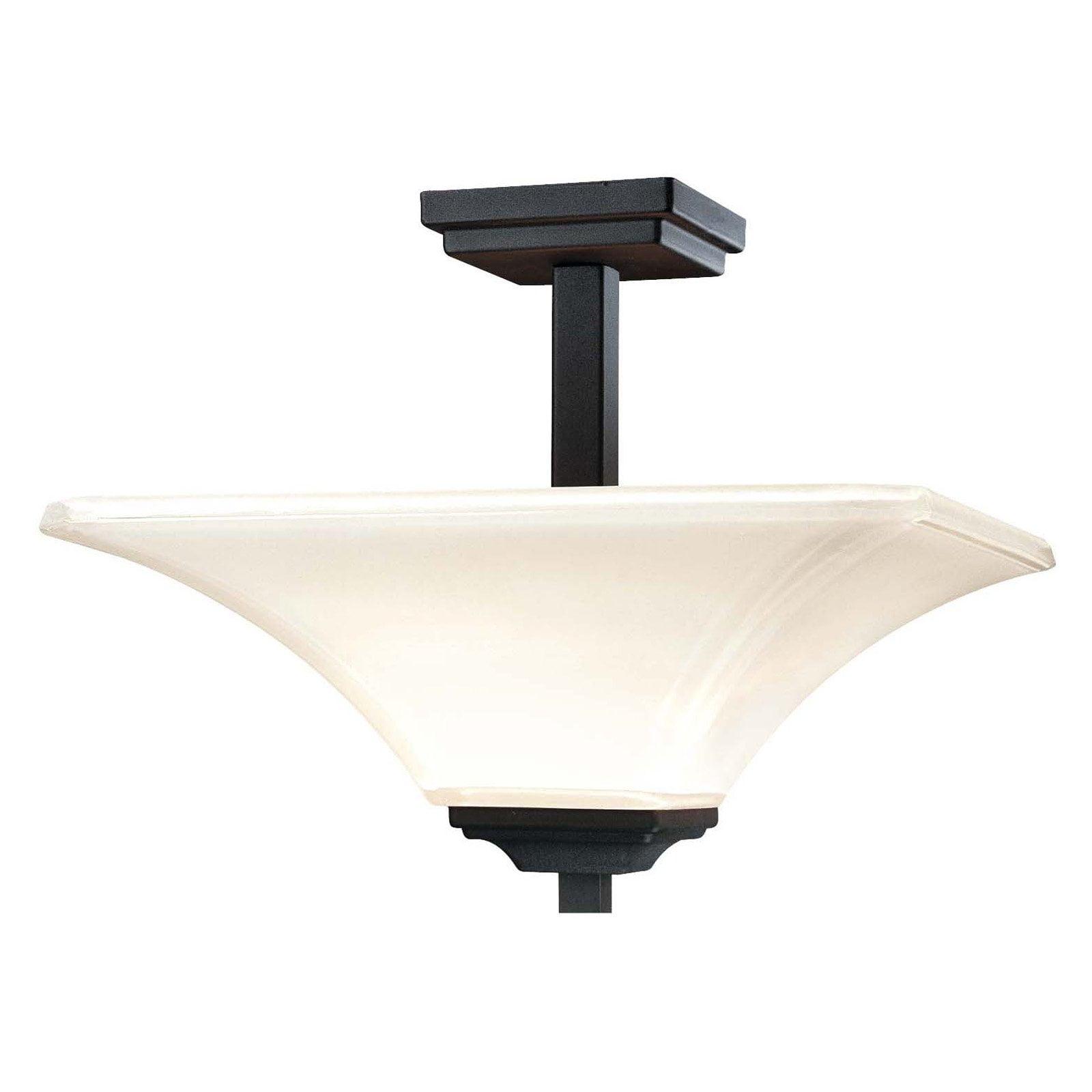 Elegant Brushed Nickel 2-Light Indoor/Outdoor Semi-Flush Mount with White Glass Shade