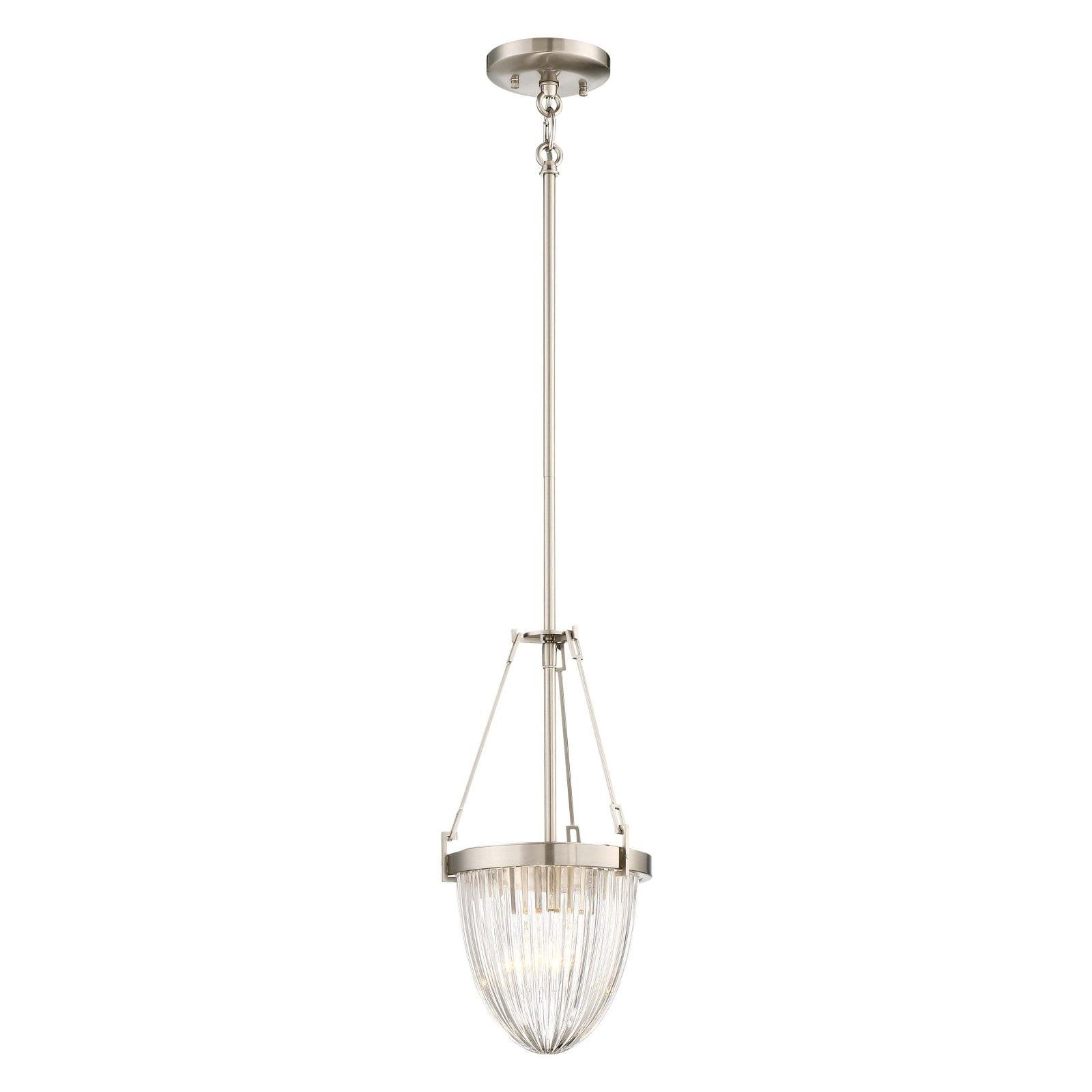 Atrio Transitional 1-Light Brushed Nickel Pendant with Clear Halophane Glass