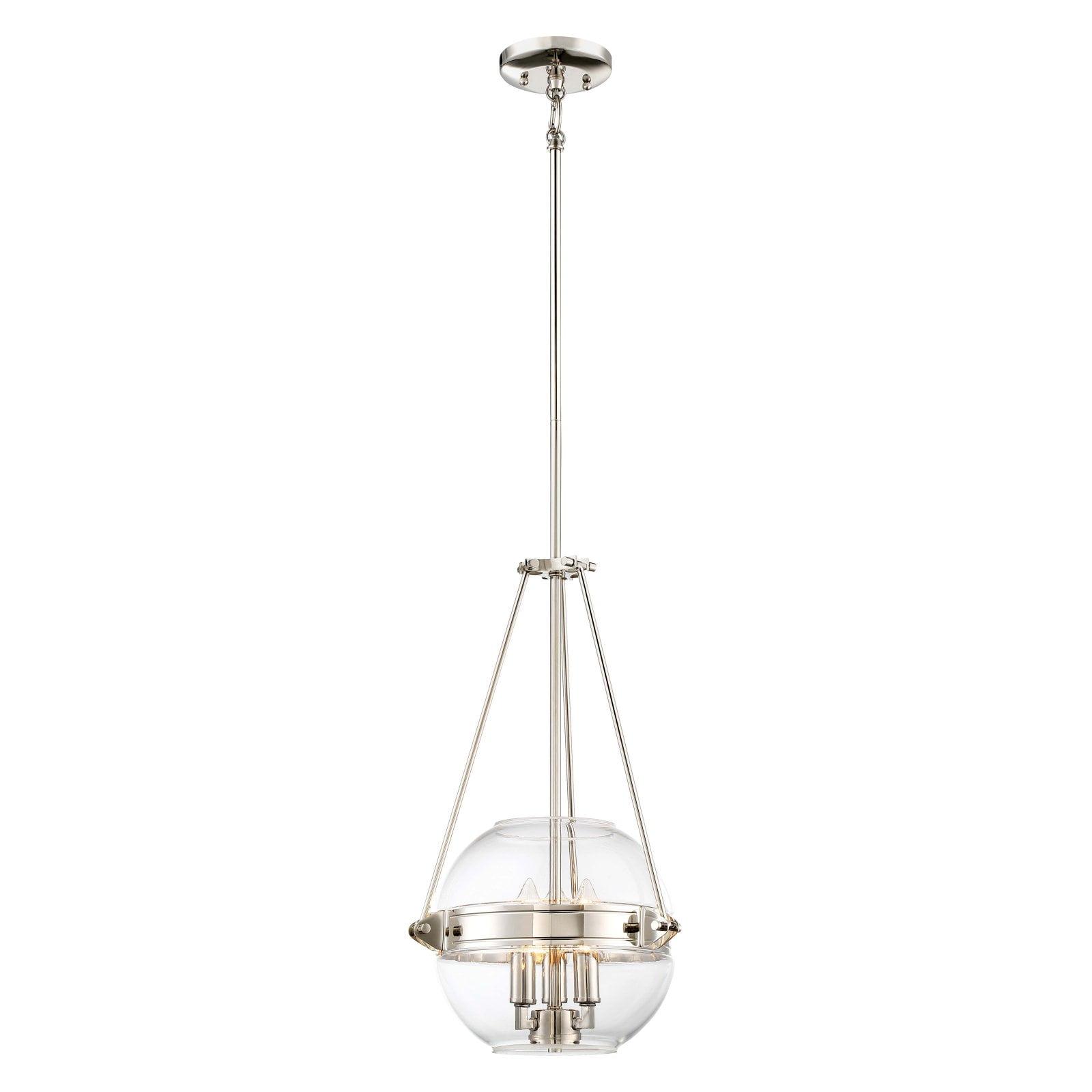 Polished Nickel 3-Light Clear Glass Pendant Light