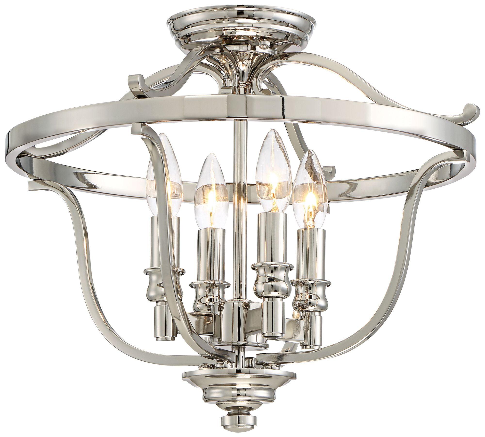 Elegant Polished Nickel 4-Light Semi-Flush Bowl Ceiling Fixture