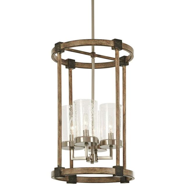 Minka Lavery Nickel Stone Pendant Chandelier 14 1/2" Wide Farmhouse Seeded Glass Shade 4-Light Fixture for Dining Room House Home