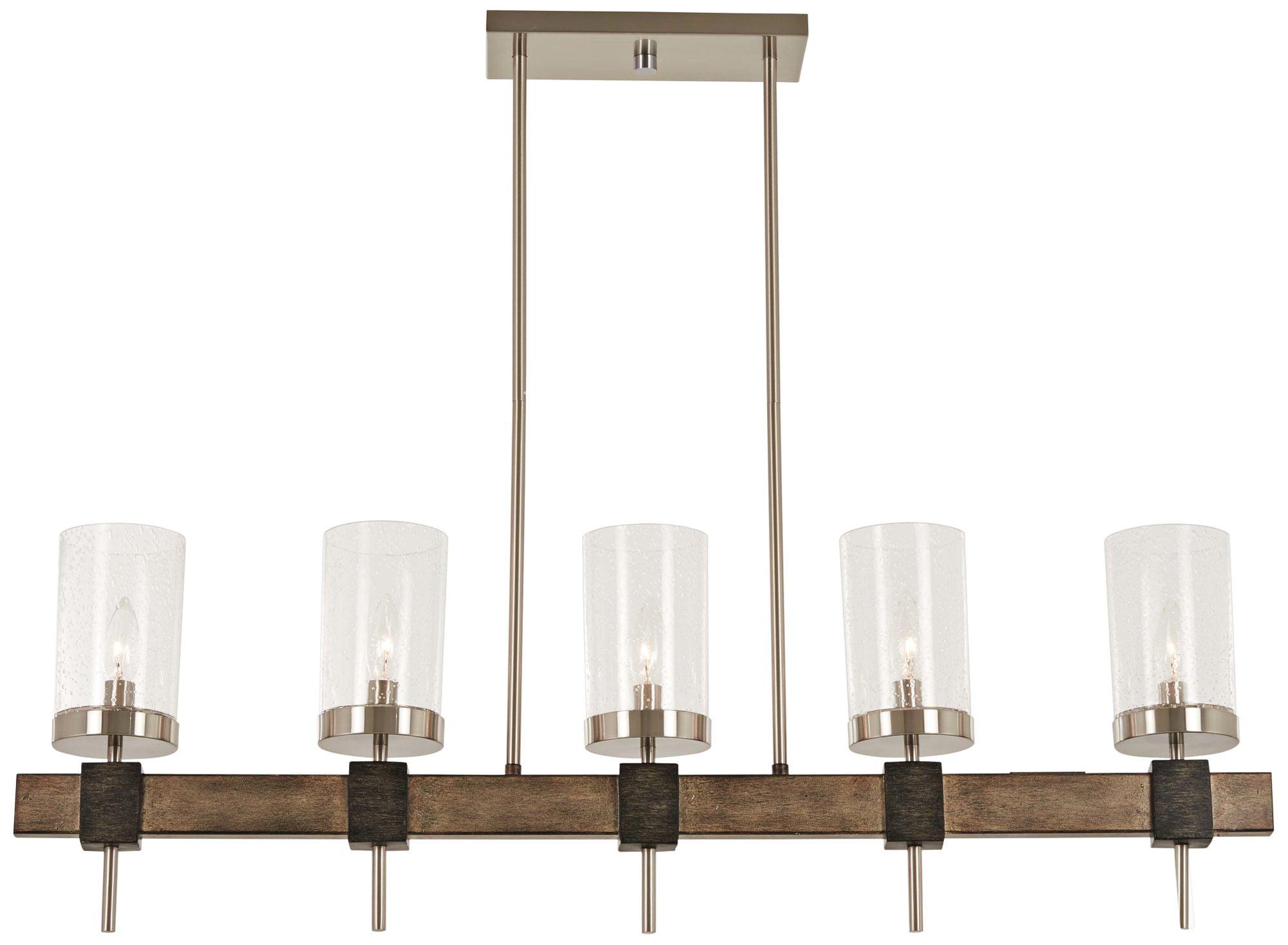 Brushed Nickel and Stone Grey 5-Light Island Pendant