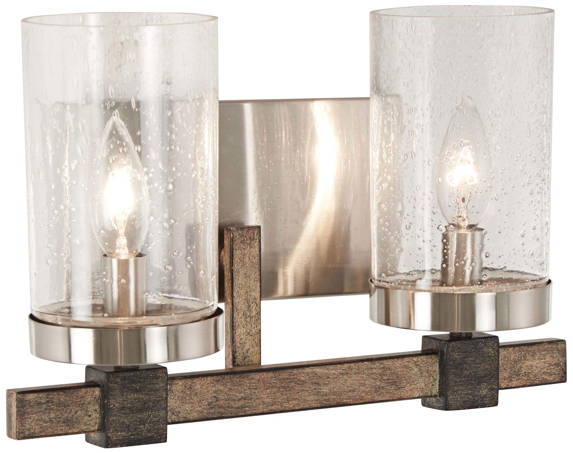 Brushed Nickel and Stone Grey 2-Light Wall Sconce