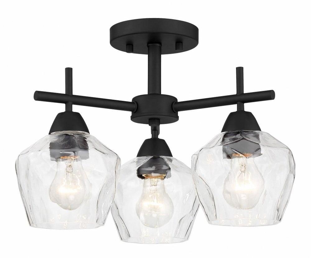 Coal Nickel 3-Light Adjustable Semi-Flush Chandelier with Clear Glass Shade