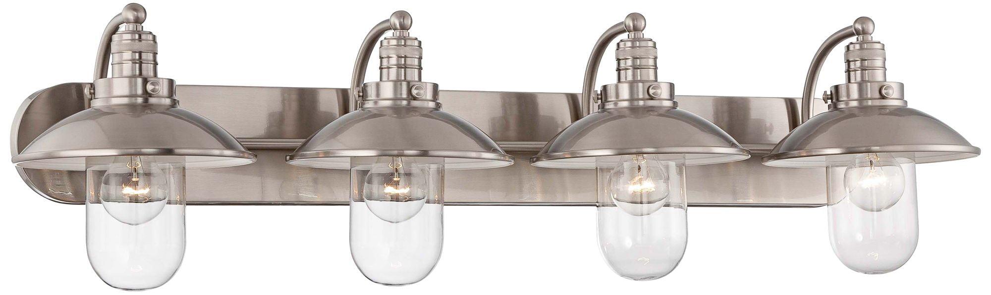 Sleek Brushed Nickel 4-Light Vanity with Clear Glass Shades