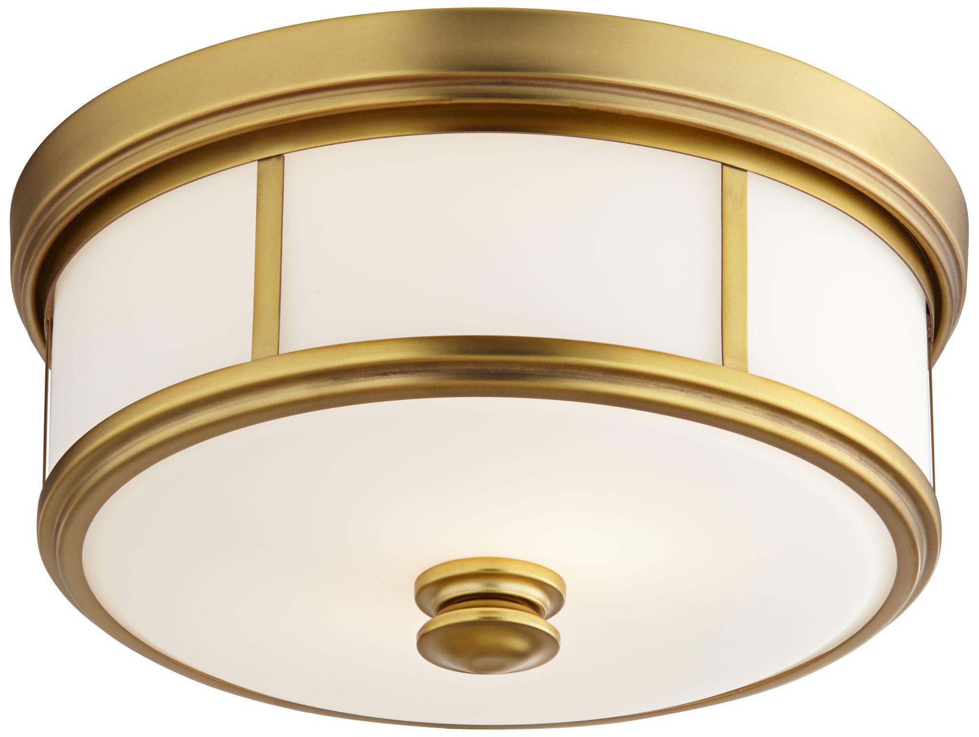 Minka Lavery Modern Ceiling Light Flush Mount Fixture 13 1/2" Liberty Gold Etched Opal Glass Shade for Bedroom Kitchen Living Room