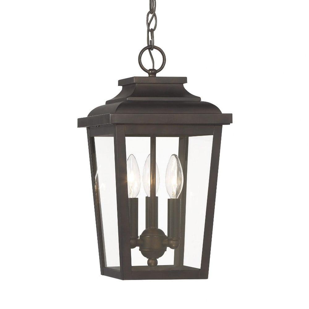 Chelesa Bronze 3-Light Outdoor Pendant with Clear Glass Shade