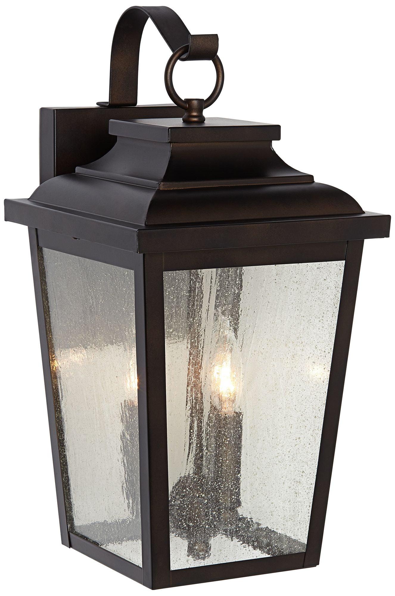 Chelesa Bronze Seeded Glass 3-Light Outdoor Wall Lantern