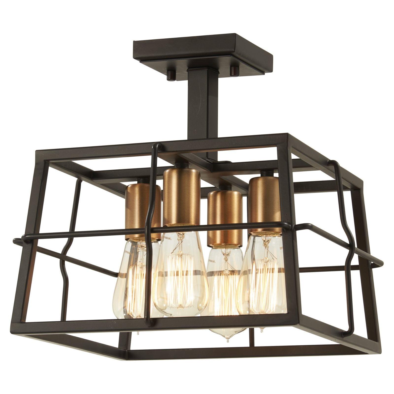 Transitional Bronze 4-Light Indoor/Outdoor Semi-Flush Mount