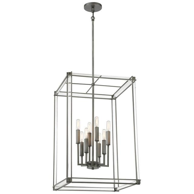 Minka Lavery Antique Nickel Chandelier 18" Wide Industrial Clear Acrylic 8-Light Fixture for Dining Room House Foyer Kitchen Home