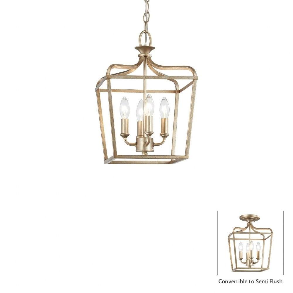 Brio Gold Crystal Lantern Pendant with Dimmable LED