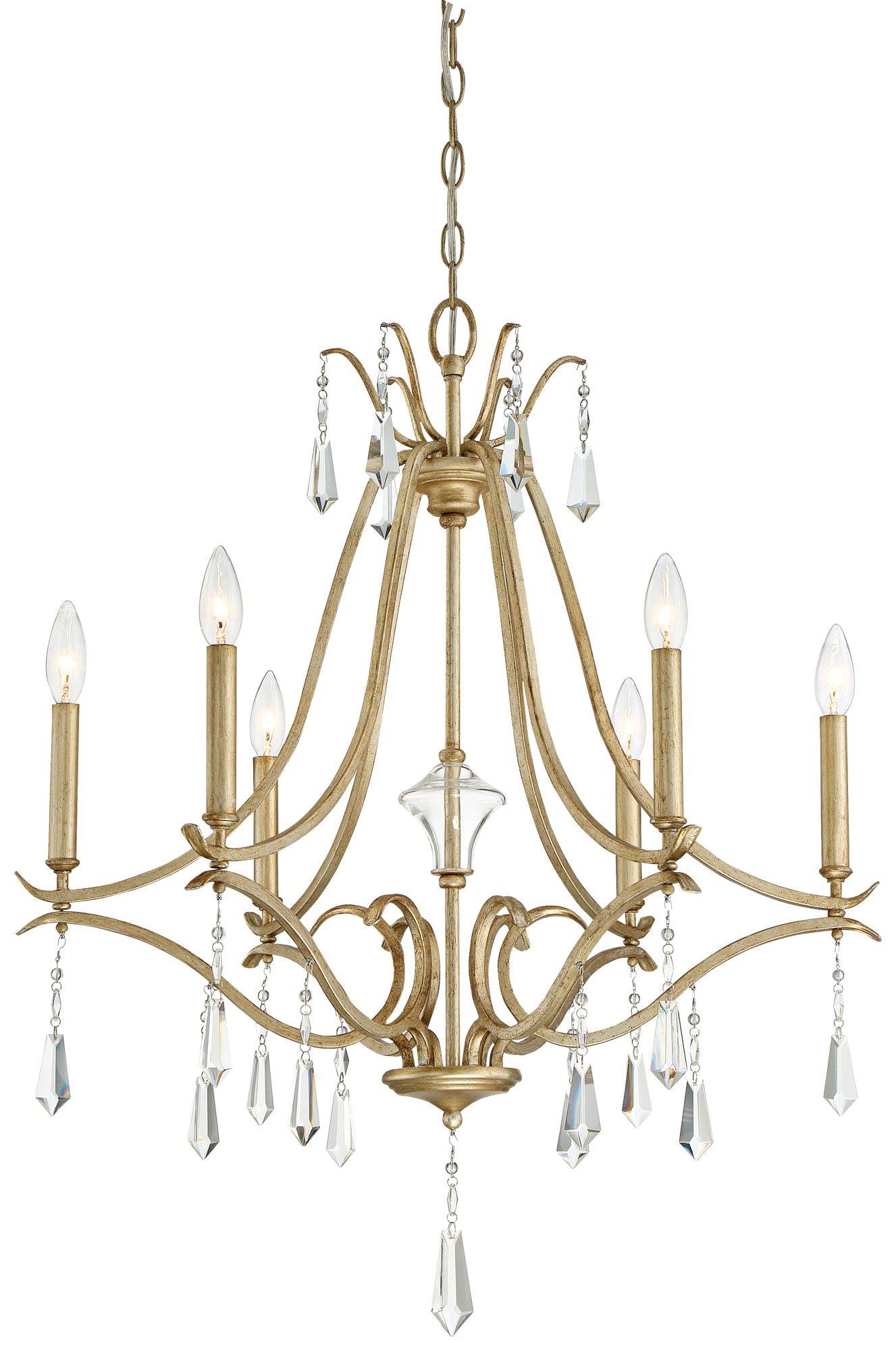 Minka Lavery Aged Brio Gold Chandelier 26 3/4" Wide French Clear Crystal 6-Light Fixture for Dining Room House Kitchen Entryway