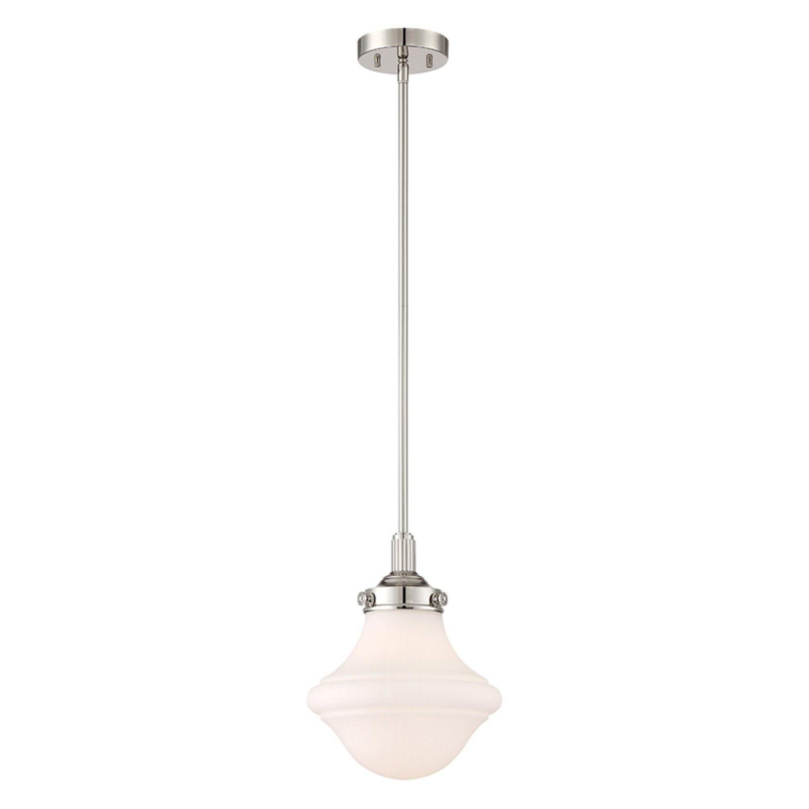 Madison Avenue 10'' Polished Nickel School House Glass Pendant