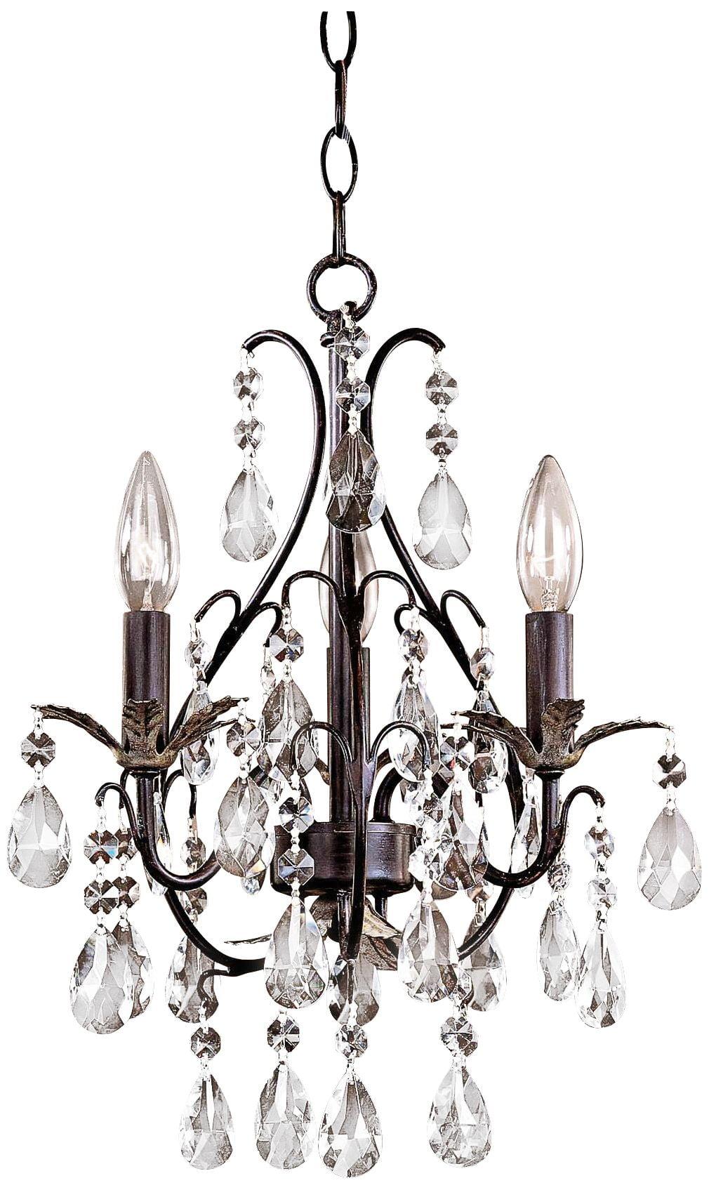 Castlewood Walnut and Silver Crystal Mini Chandelier, 3-Light