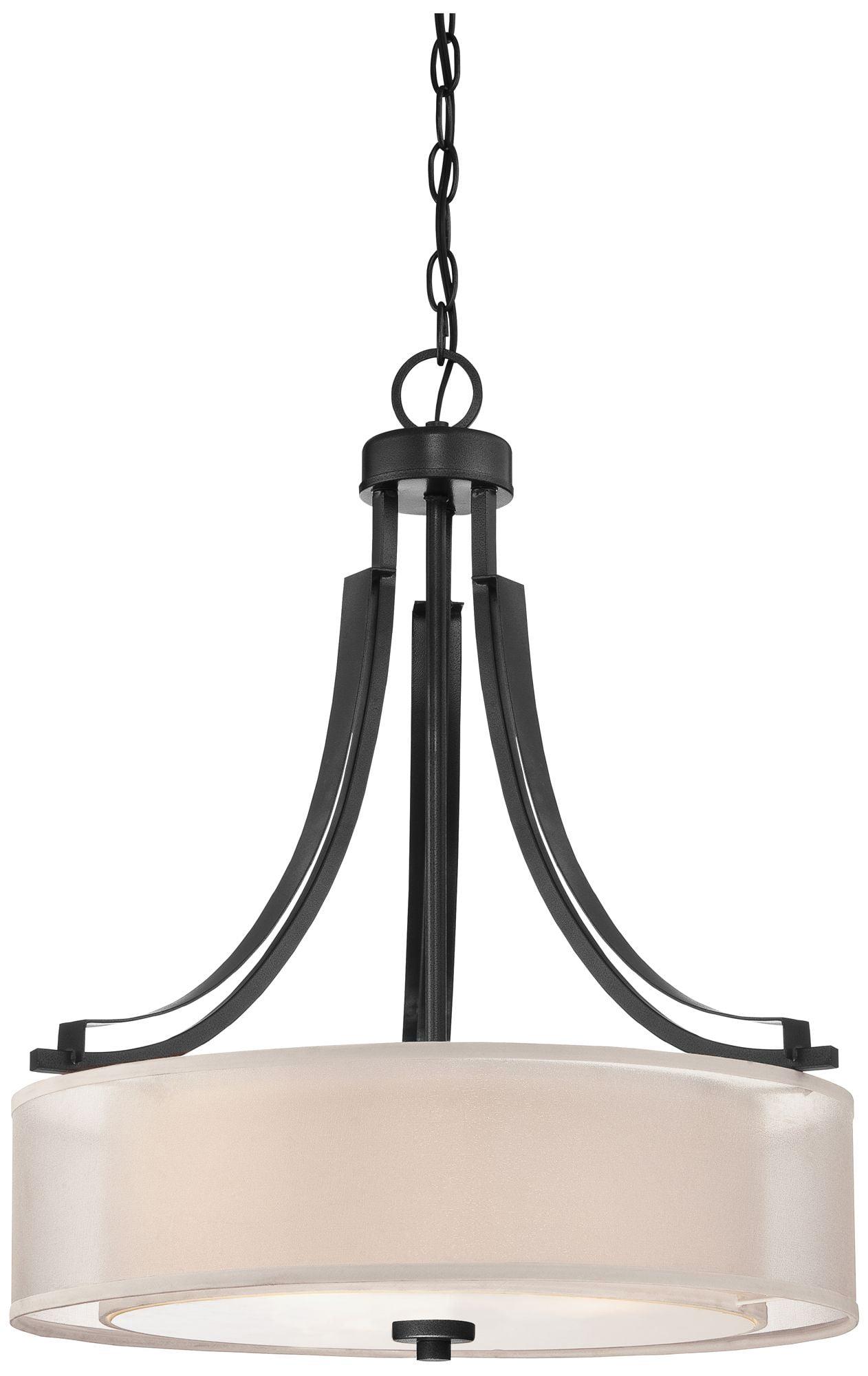 Translucent Sliver Linen Shade 3-Light Sand Coal Pendant