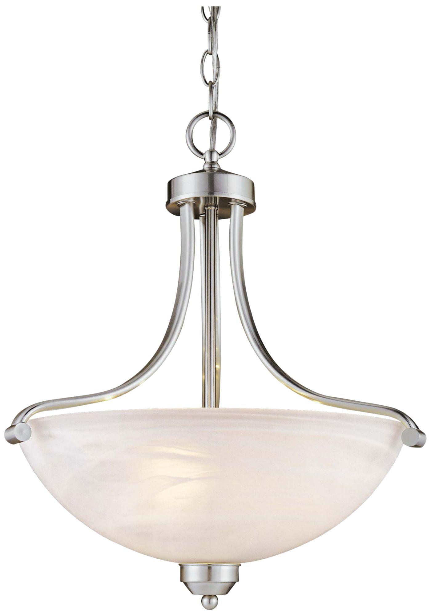 Brushed Nickel 3-Light Pendant with Etched Marble Glass Shade