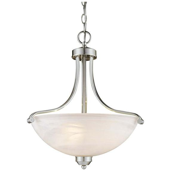 Minka Lavery Brushed Nickel Pendant Chandelier 18" Wide Modern Etched Marble Glass Shade for Dining Room House Foyer Entryway