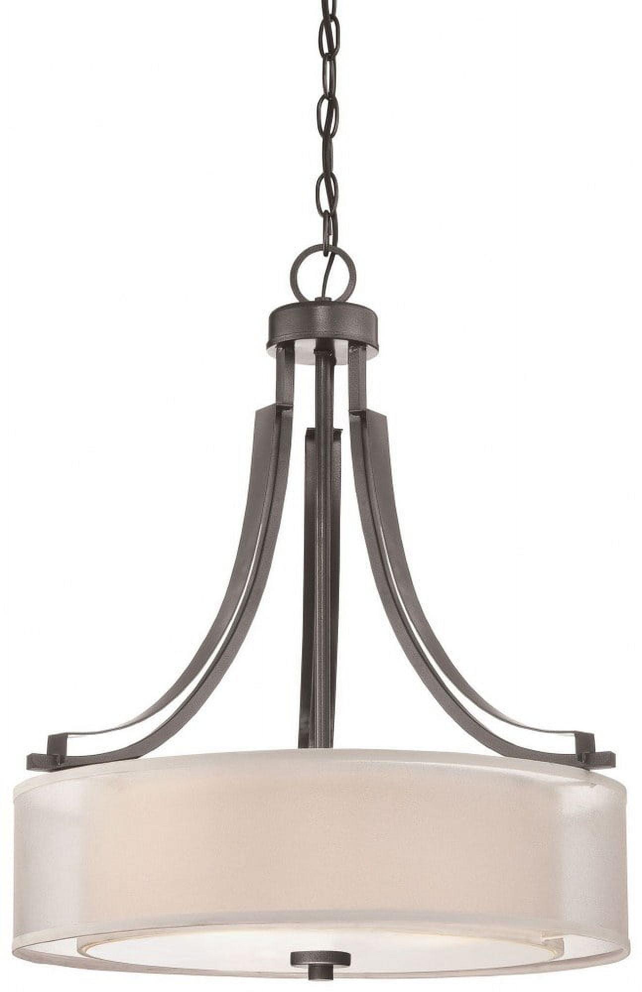 Parsons Studio Smoked Iron 3-Light Drum Pendant with Polished Nickel Accents