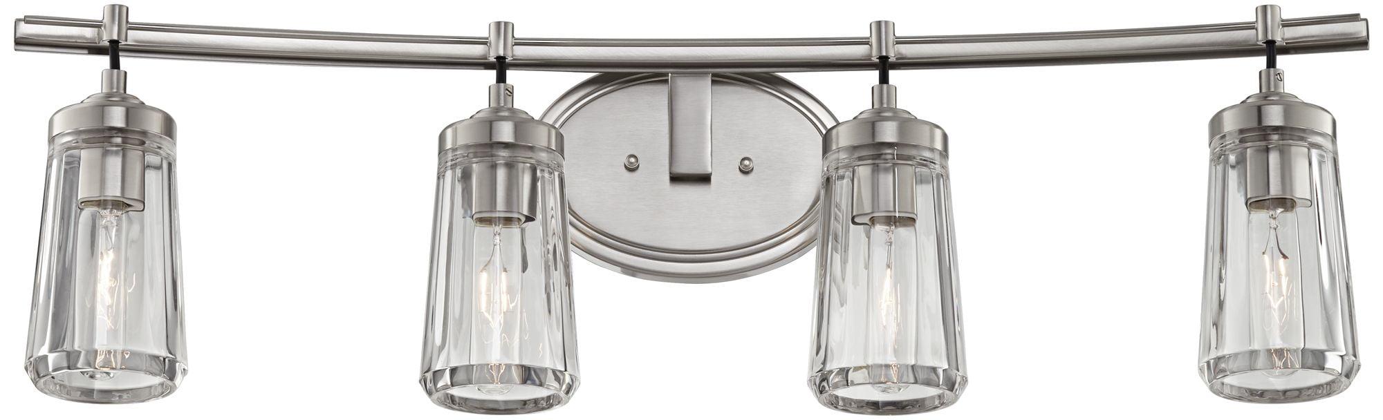 Elegant Brushed Nickel 4-Light Bath Vanity with Clear Glass