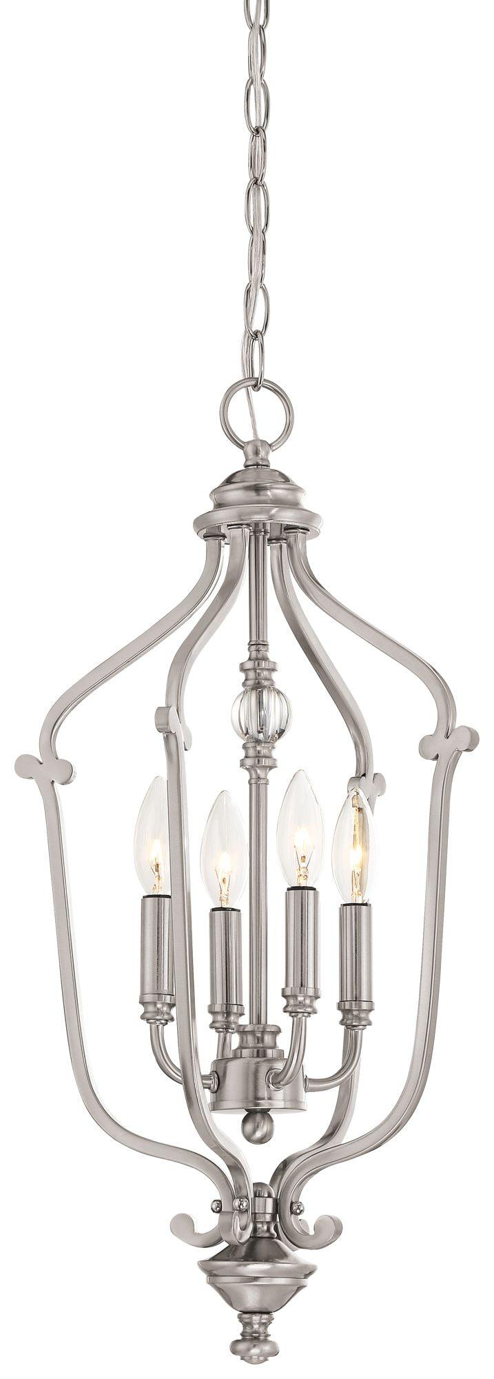 Minka Lavery Brushed Nickel Pendant Chandelier 13" Wide Modern 4-Light Fixture for Dining Room House Foyer Kitchen Living Bedroom