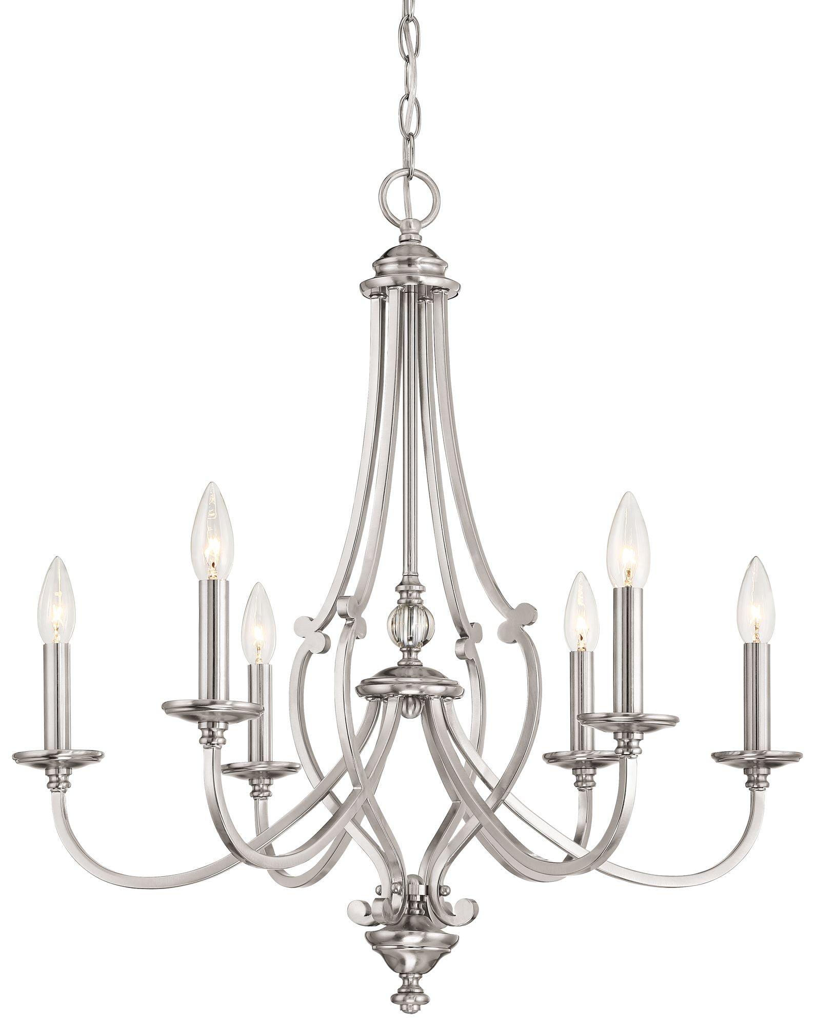 Minka Lavery Brushed Nickel Chandelier 26" Wide French 6-Light Fixture for Dining Room House Foyer Kitchen Entryway Bedroom Home