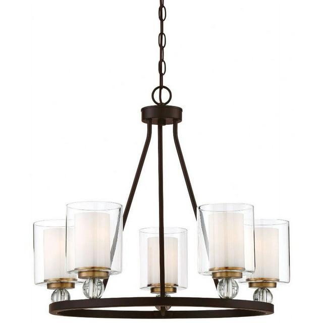 Minka Lavery - Studio 5 - Chandelier 5 Light Painted Bronze/Natural Brush Brass